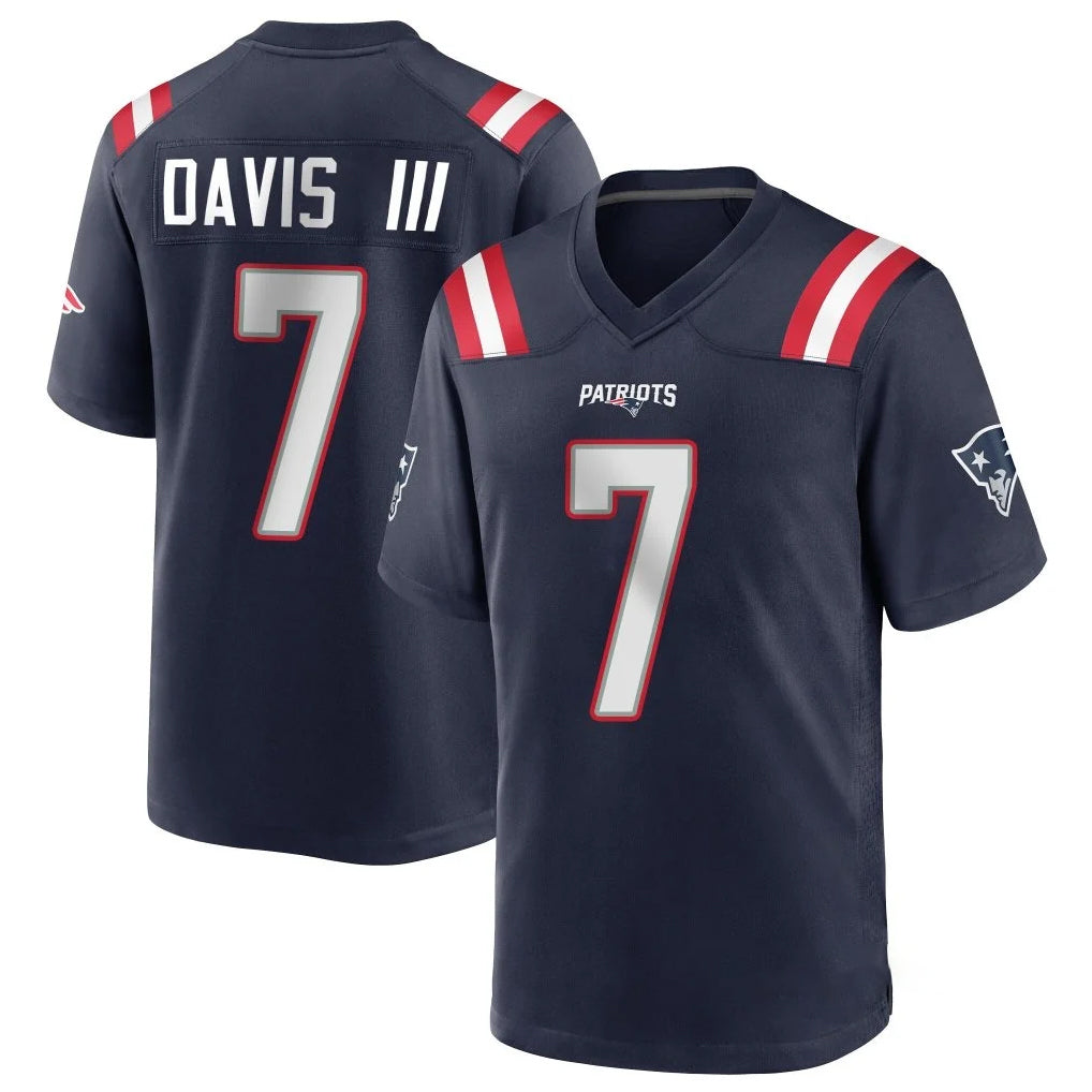 NE.Patriots #7 Carlton Davis III Player Navy Home Game Ldoa Stitched Jerseys