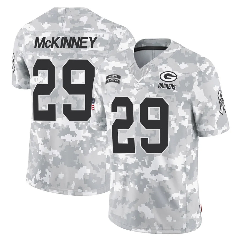 GB.Packers #29 Xavier McKinney Player Arctic Camo Salute To Service Limited Ldoa Stitched Jerseys