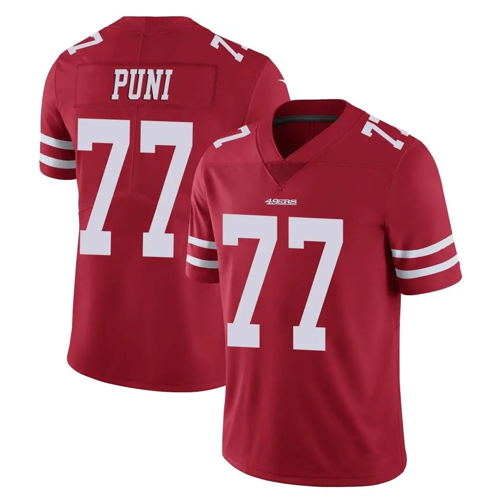 SF.49ers #77 Dominick Puni Player Red Limited Vapor Untouchable Home Game Ldoa Stitched Jerseys