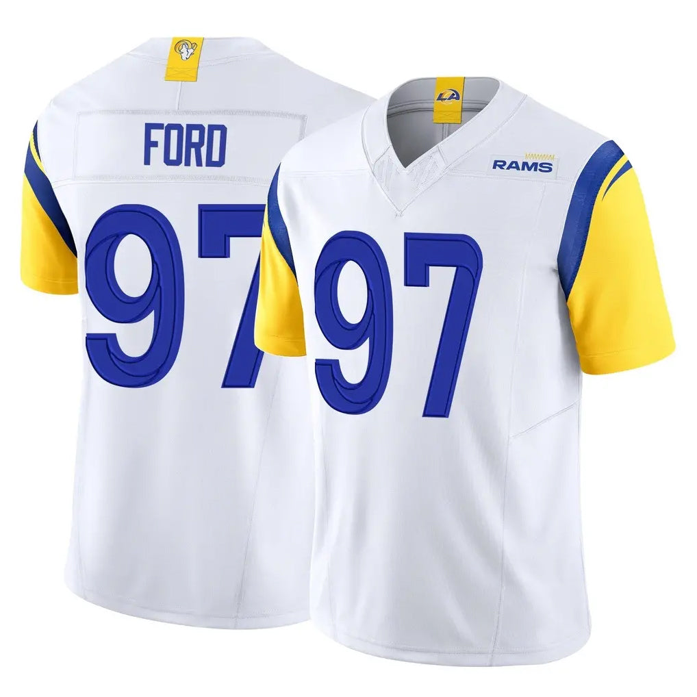LA.Rams #97 Poona Ford Player White Limited Vapor F.U.S.E. Home Game Ldoa Stitched Jerseys