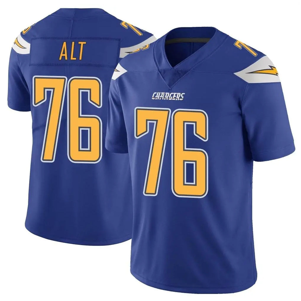 LA.Chargers #76 Joe Alt Player Royal Limited Color Rush Vapor Untouchable Home Game Ldoa Stitched Jerseys