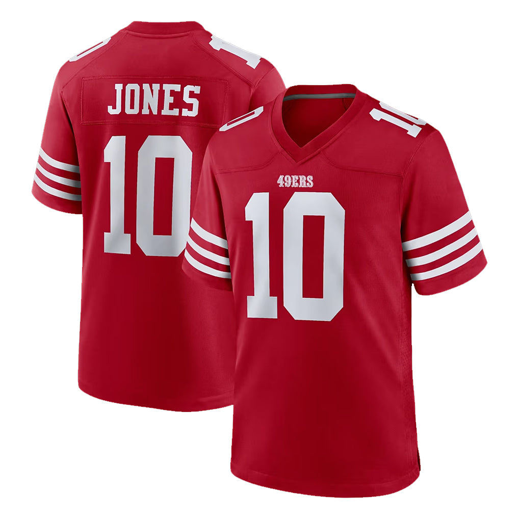 SF.49ers #10 Mac Jones Player Red Game Home Ldoa Stitched Jerseys