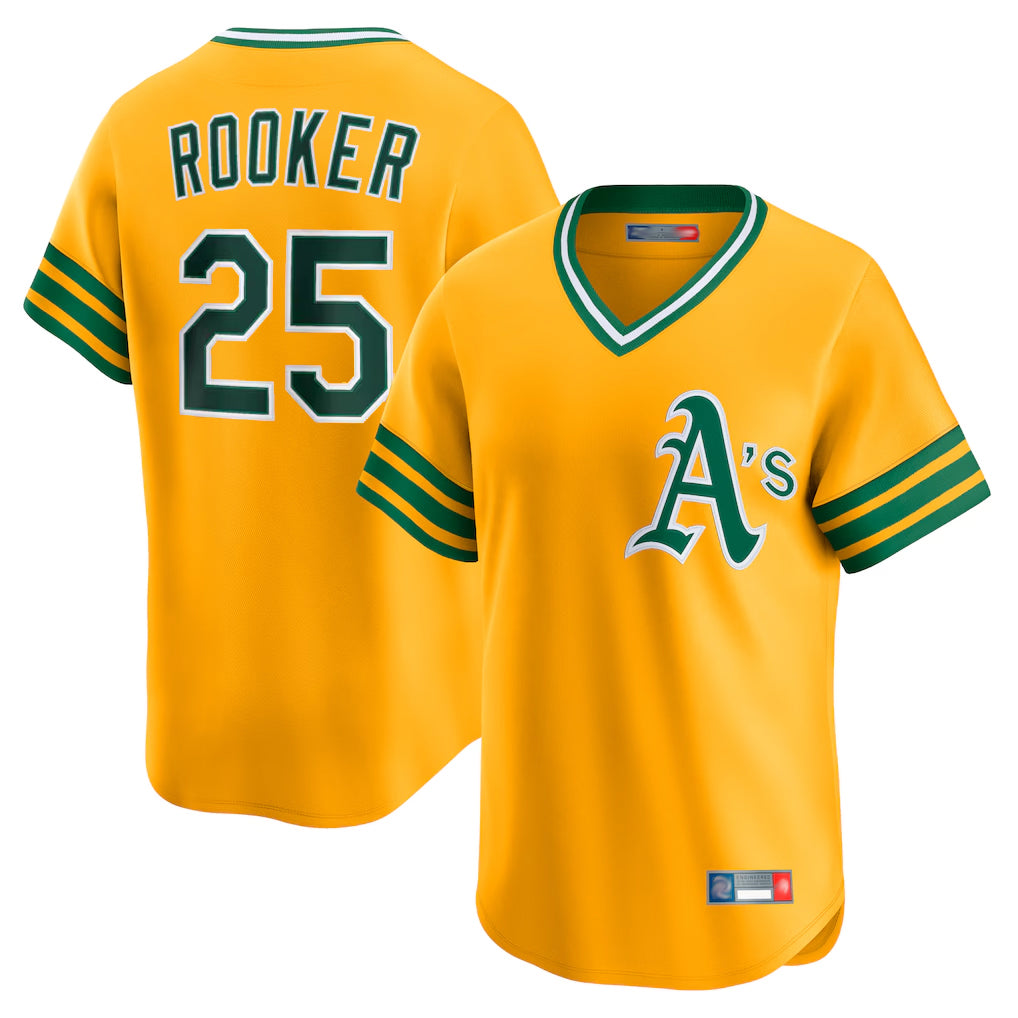Athletics #25 Brent Rooker Player Gold Cooperstown Collection T-shirt Game Ldoa Stitched Jerseys