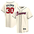 A.Braves #30 Drake Baldwin Player Cream Home Game Ldoa Stitched Jerseys