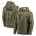 A.Falcons #17 Zachariah Branch Player Olive Salute to Service Club Fleece Hoodie Ldoa Stitched Jerseys