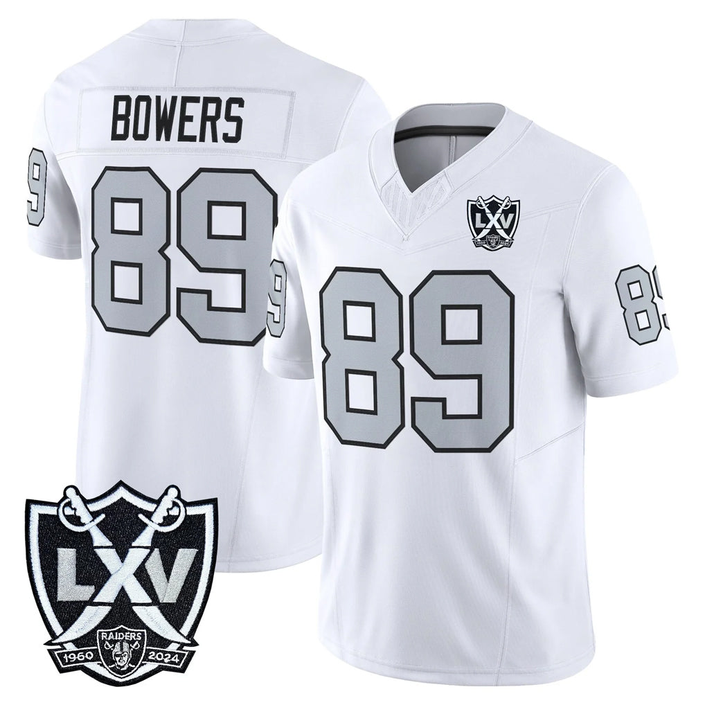LV.Raiders #89 Brock Bowers Player White 2026 Vapor Limited Home Game Ldoa Stitched Jerseys