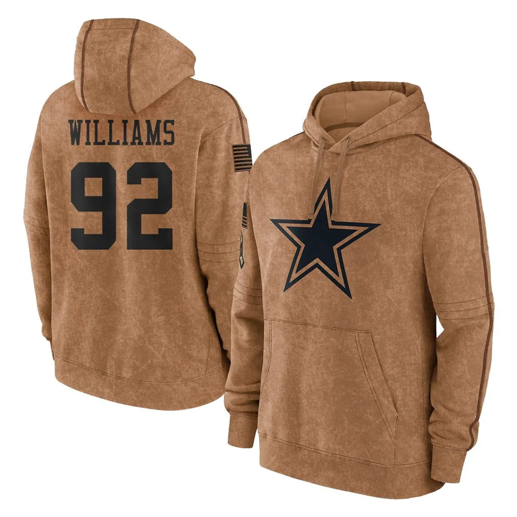 D.Cowboys #92 Quinnen Williams Player Brown Salute to Service Hoodies Limited Game Ldoa Stitched Jerseys