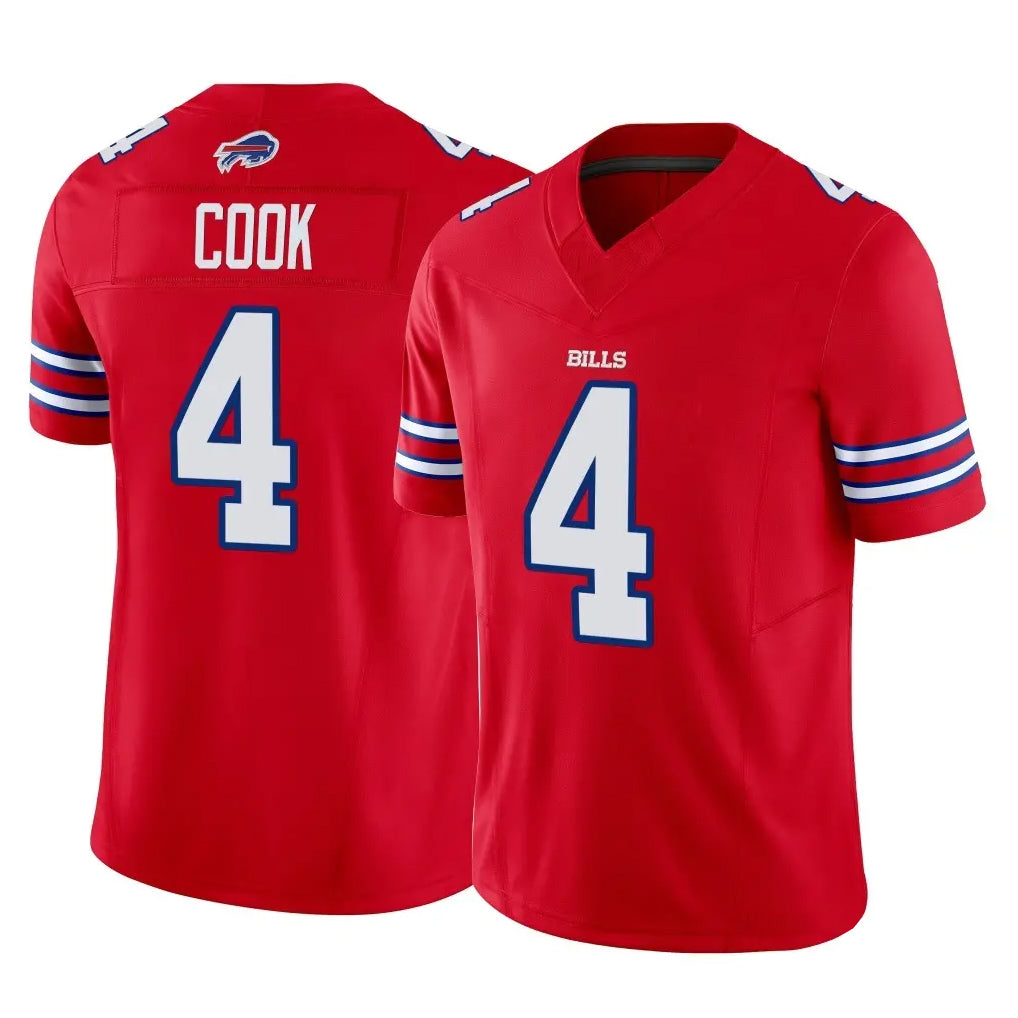 B.Bills #4 James Cook III Player Red Vapor F.U.S.E. Jersey Limited Home Game Ldoa Stitched Jerseys