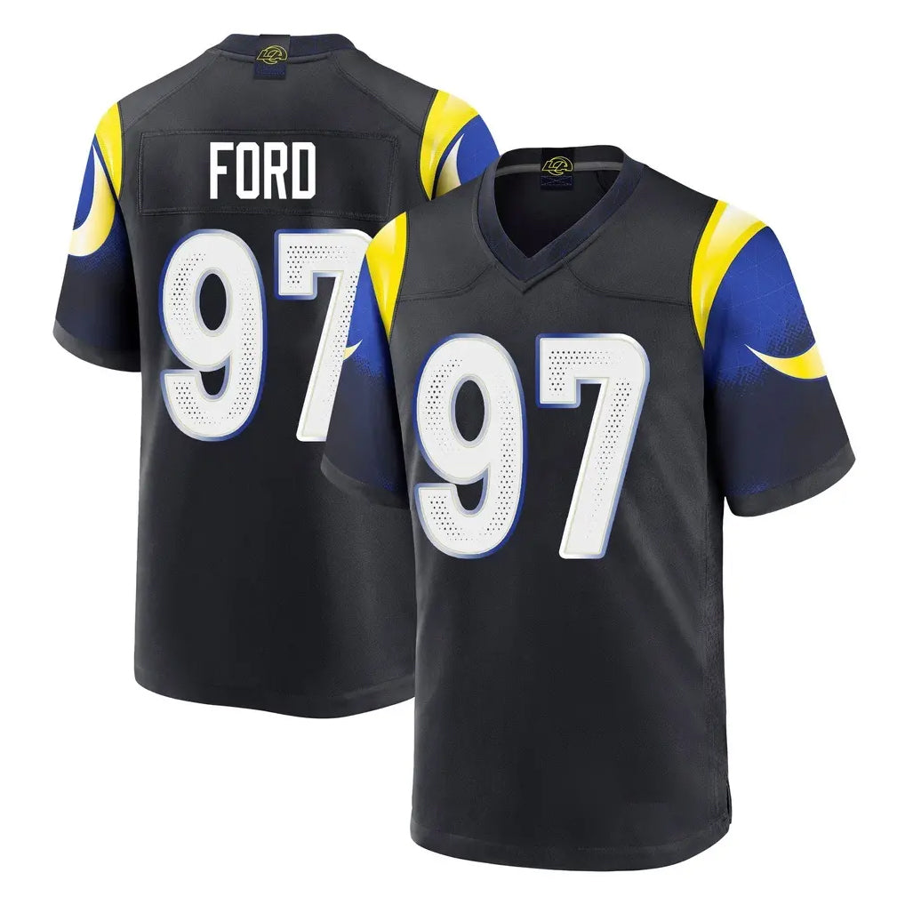 LA.Rams #97 Poona Ford Player Black Midnight Rivalries Collection Home Game Ldoa Stitched Jerseys