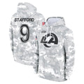LA.Rams #9 Matthew Stafford Player Arctic Camo Salute to Service Hoodies Limited Game Ldoa Stitched Jerseys