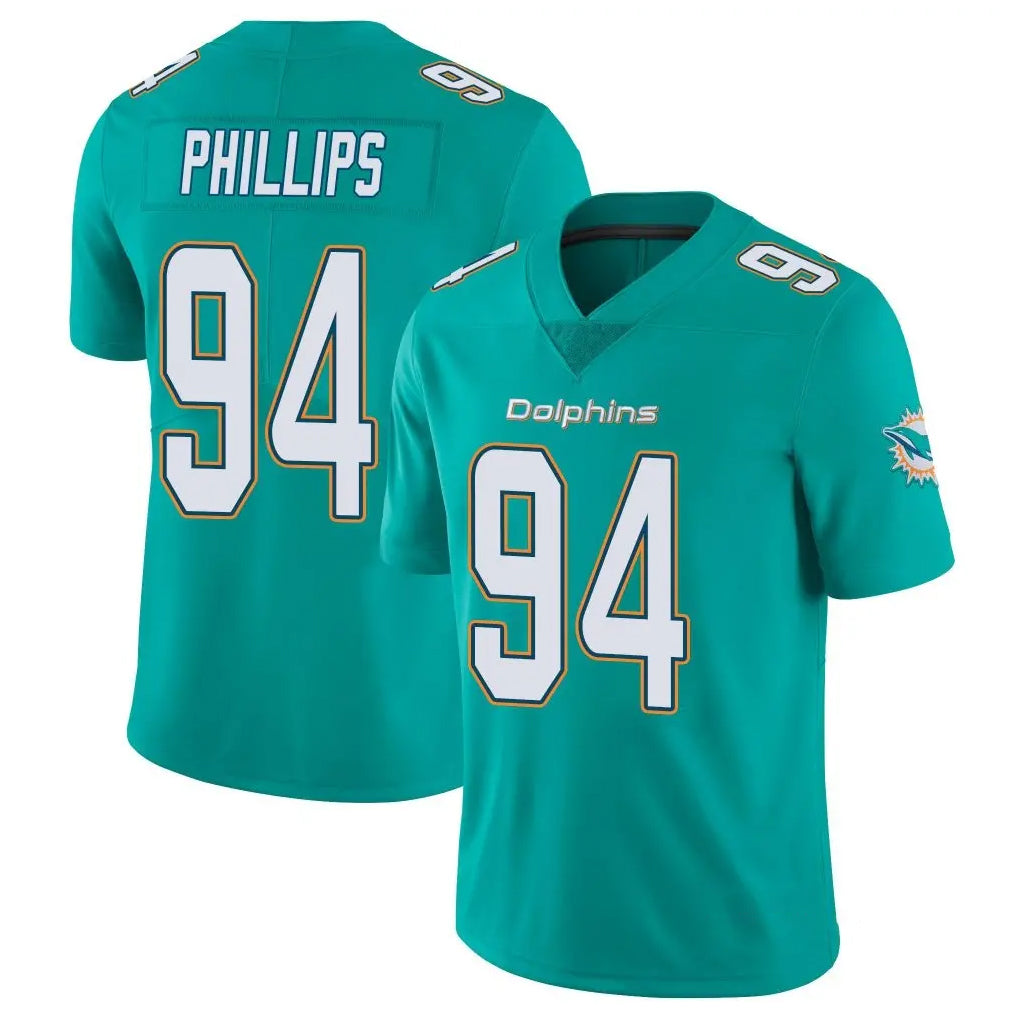 M.Dolphins #94 Jordan Phillips Player Aqua Limited Vapor Untouchable Home Game Ldoa Stitched Jerseys
