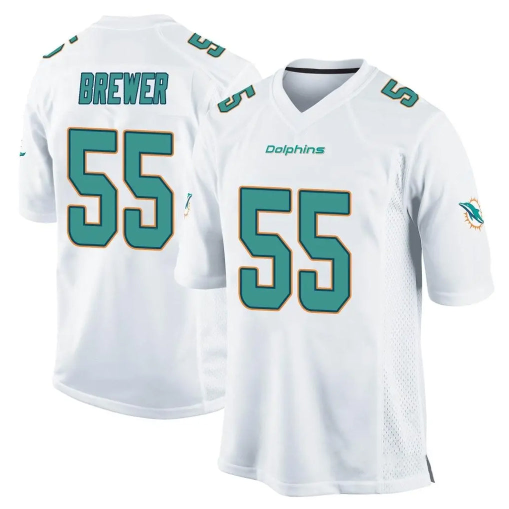 M.Dolphins #55 Aaron Brewer Player White Home Game Ldoa Stitched Jerseys