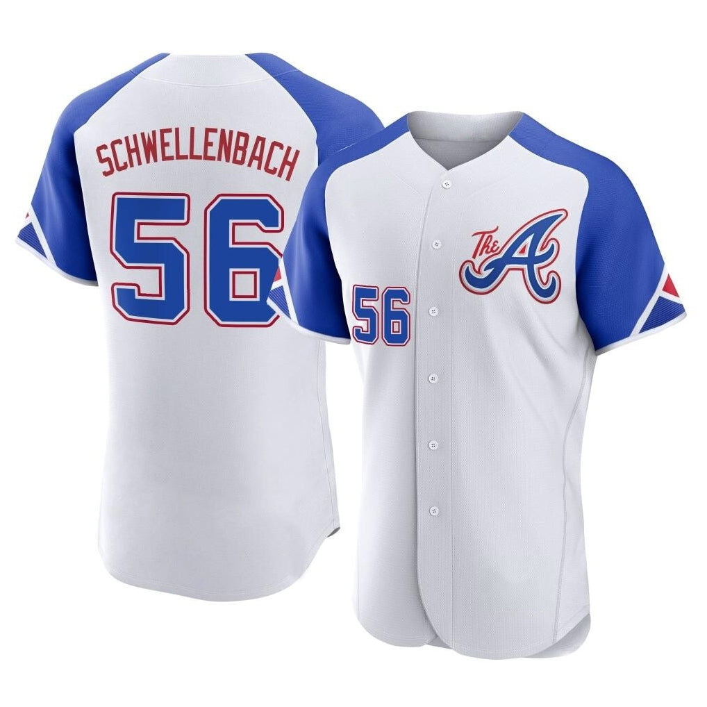 A.Braves #56 Spencer Schwellenbach Player White City Connect Limited Elite Home Game Ldoa Stitched Jerseys
