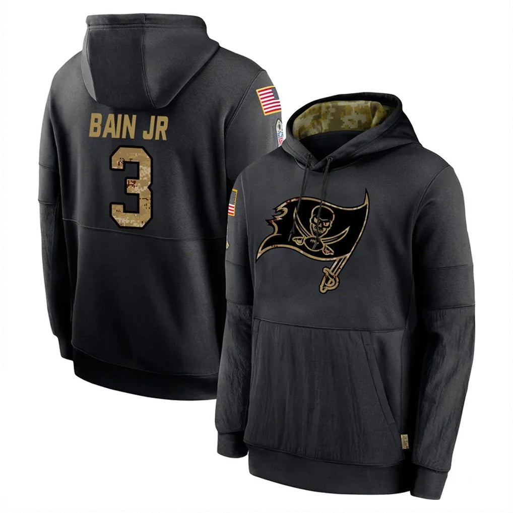TB.Buccaneers #3 Rueben Bain Jr. Player Black Salute to Service Sideline Performance Pullover Hoodies Home Game Ldoa Stitched Jerseys