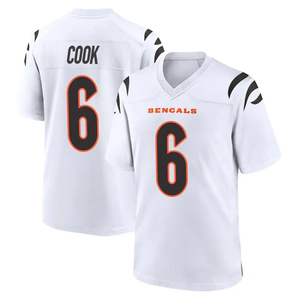 C.Bengals #6 Brian Cook Player White Home Game Ldoa Stitched Jerseys