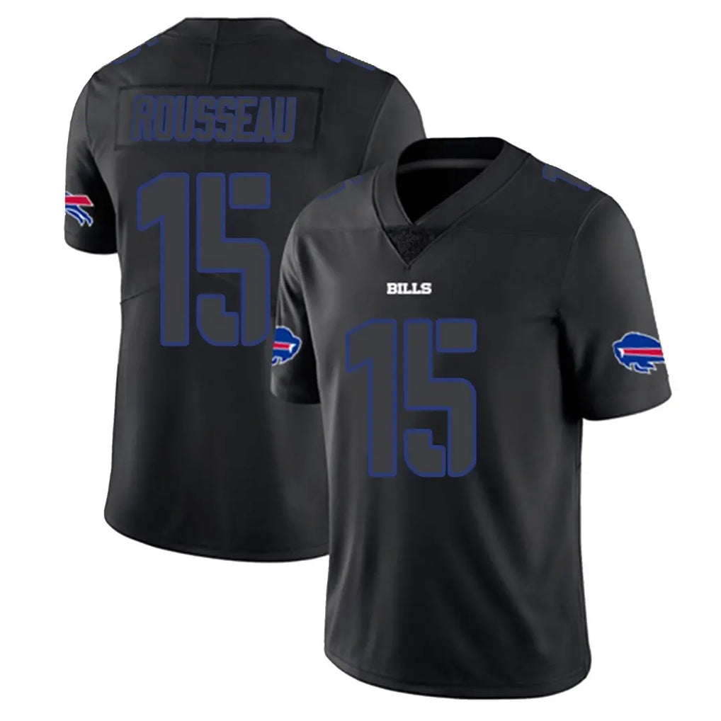 B.Bills #15 Greg Rousseau Player Black Impact Limited Home Game Ldoa Stitched Jerseys