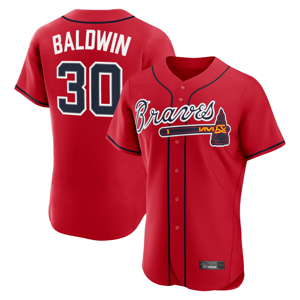 A.Braves #30 Drake Baldwin Player Red Limited Elite Home Game Ldoa Stitched Jerseys