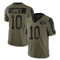 SF.49ers #10 Mac Jones Player Olive Salute To Service Limited Game Ldoa Stitched Jerseys
