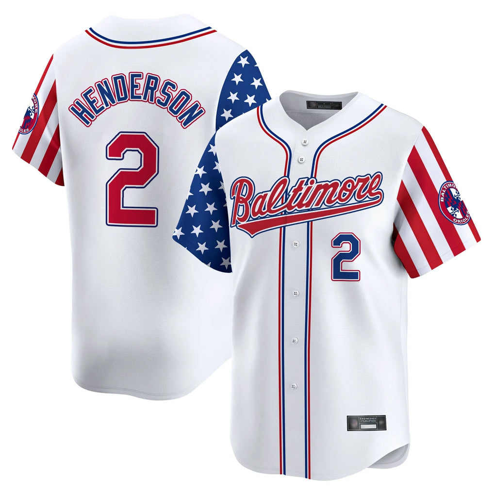B.Orioles #2 Gunnar Henderson Player White Independence Day Vapor Premier Limited Home Game Ldoa Stitched Jerseys
