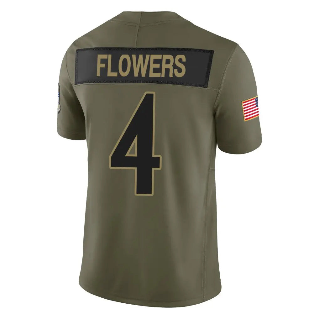 B.Ravens #4 Zay Flowers Player Olive Salute To Service Limited Home Game Ldoa Stitched Jerseys
