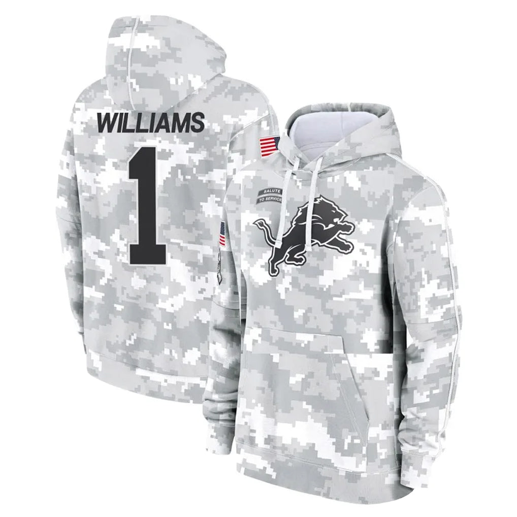 D.Lions #1 Jameson Williams Player Arctic Camo Salute to Service Hoodies Limited Game Ldoa Stitched Jerseys