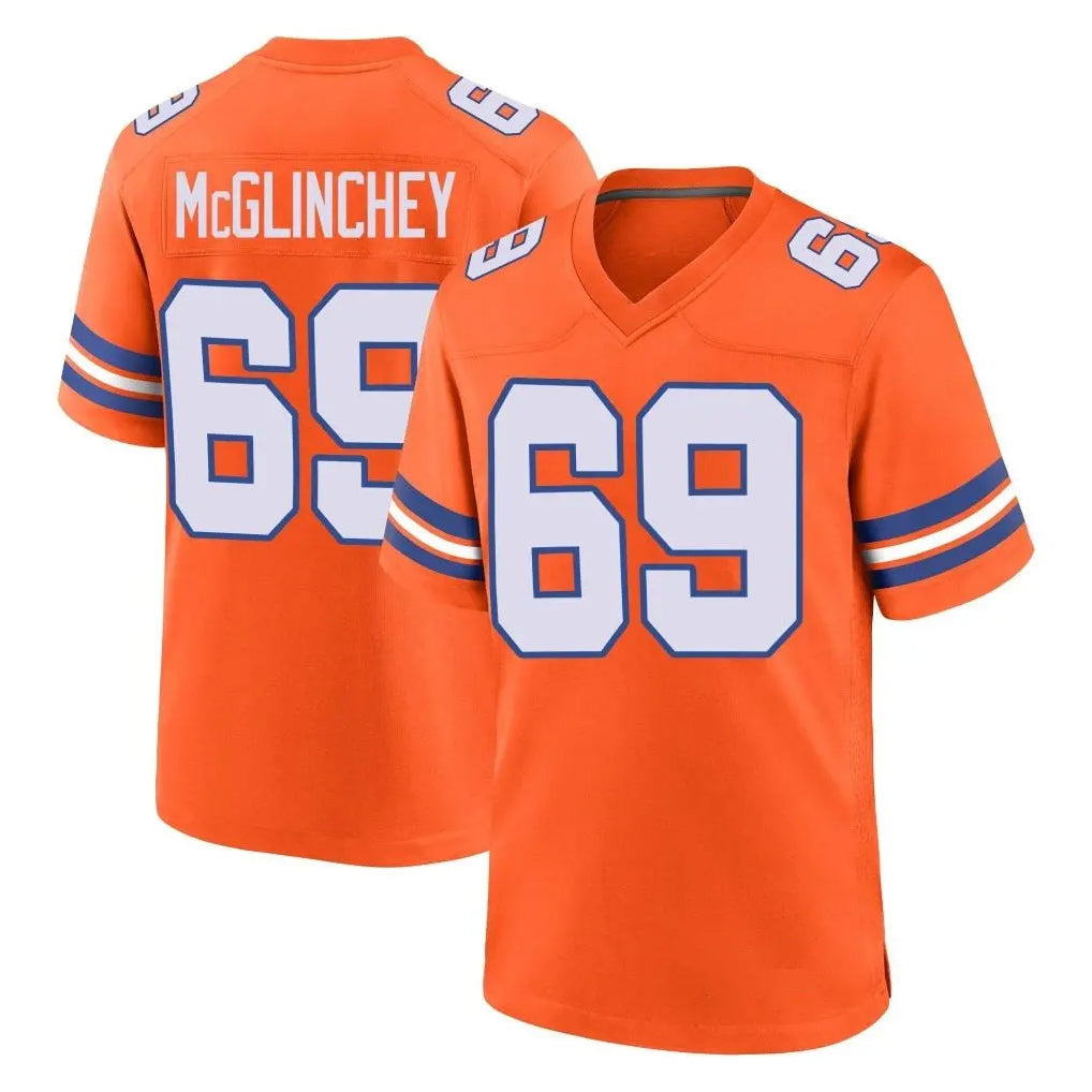 D.Broncos #69 Mike McGlinchey Player Orange Alternate Collection Throwback Game Ldoa Stitched Jerseys