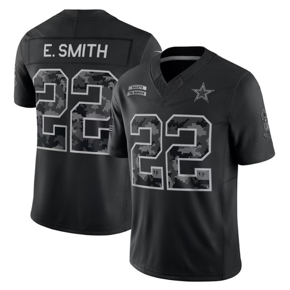 D.Cowboys #22 Emmitt Smith Player Black Limited 2026 Salute to Service Home Game Ldoa Stitched Jerseys