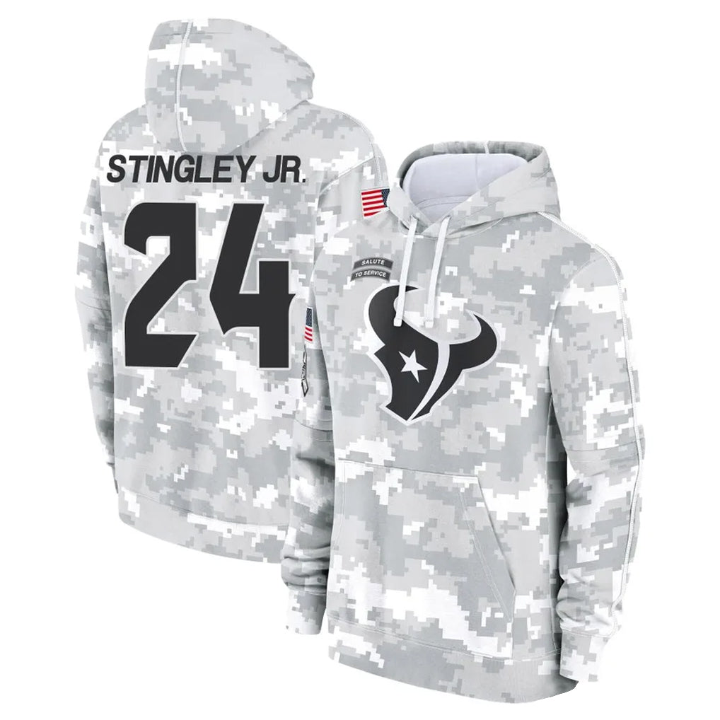 H.Texans #24 Derek Stingley Jr. Player Arctic Camo Salute to Service Hoodies Limited Game Ldoa Stitched Jerseys