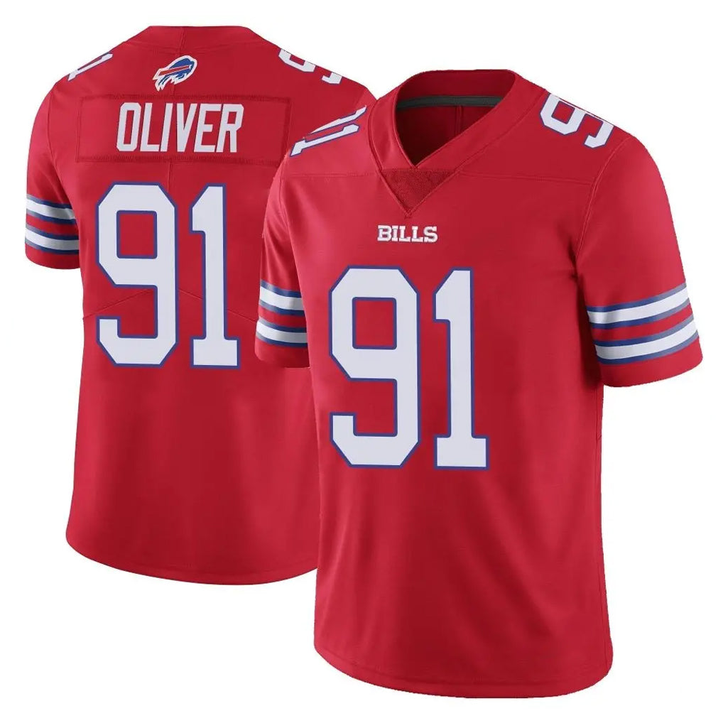 B.Bills #91 Ed Oliver Player Red Vapor Untouchable Limited Ldoa Stitched Jerseys
