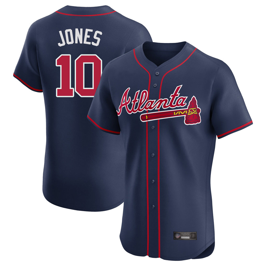 A.Braves #10 Chipper Jones Player Navy Limited Elite Home Game Ldoa Stitched Jerseys