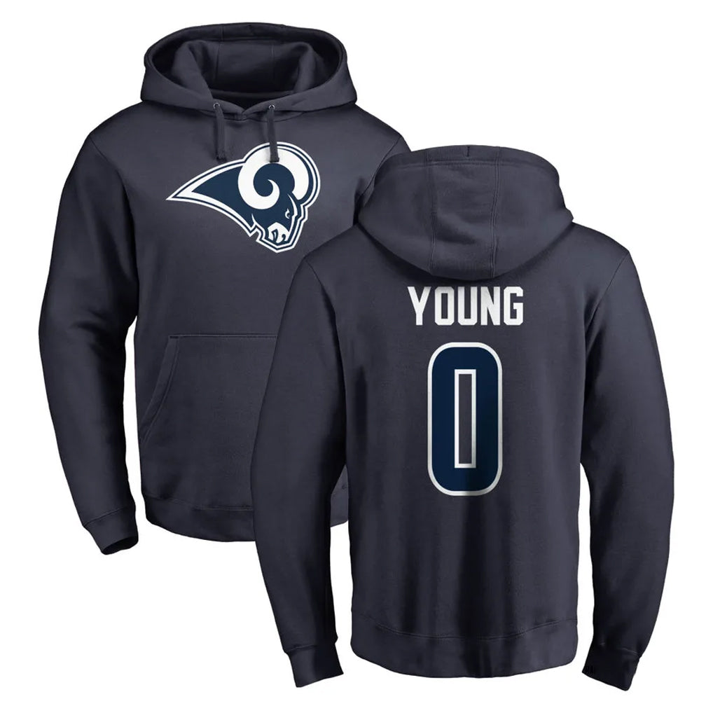 LA.Rams #0 Byron Young Player Navy Pullover Hoodie Limited Game Ldoa Stitched Jerseys