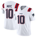 NE.Patriots #10 Drake Maye Player White Limited Vapor F.U.S.E. Home Game Ldoa Stitched Jerseys