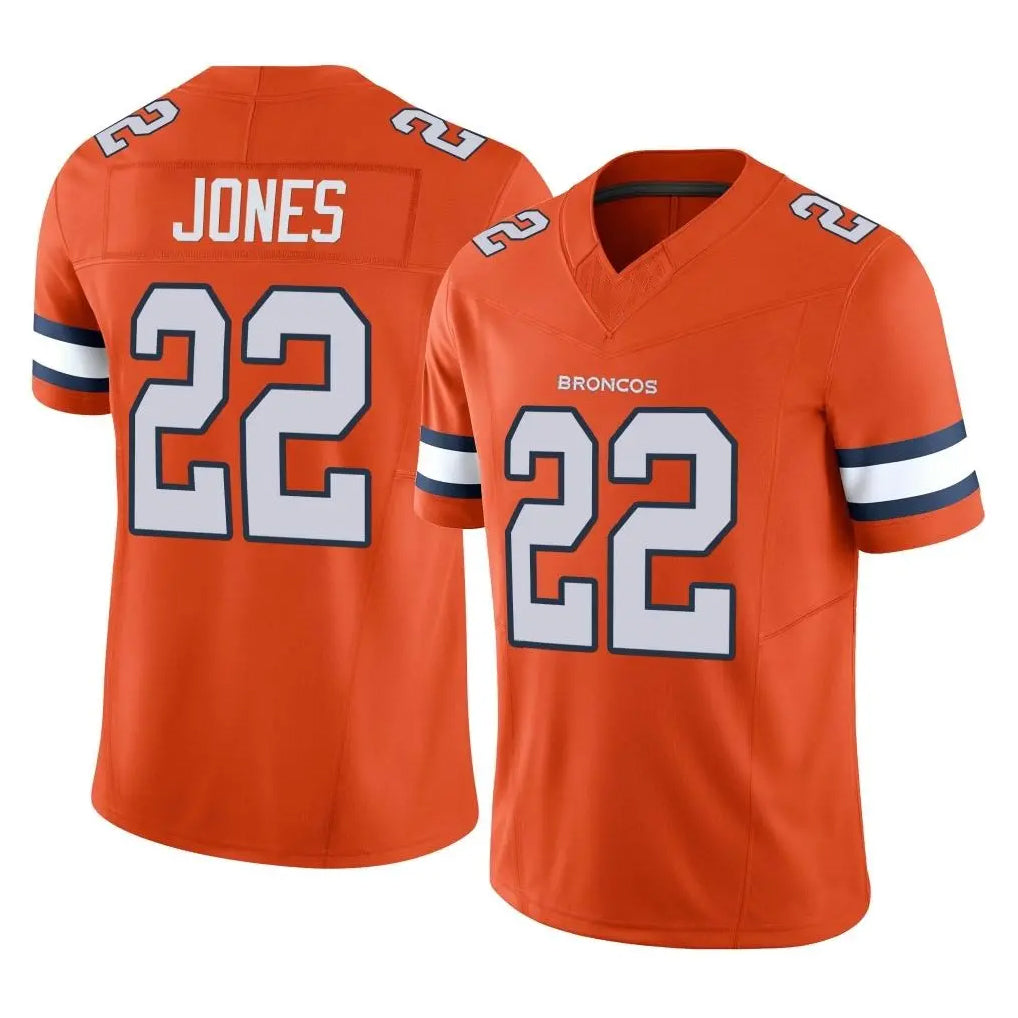 D.Broncos #22 Brandon Jones Player Orange Limited Alternate Vapor F.U.S.E. Throwback Game Ldoa Stitched Jerseys