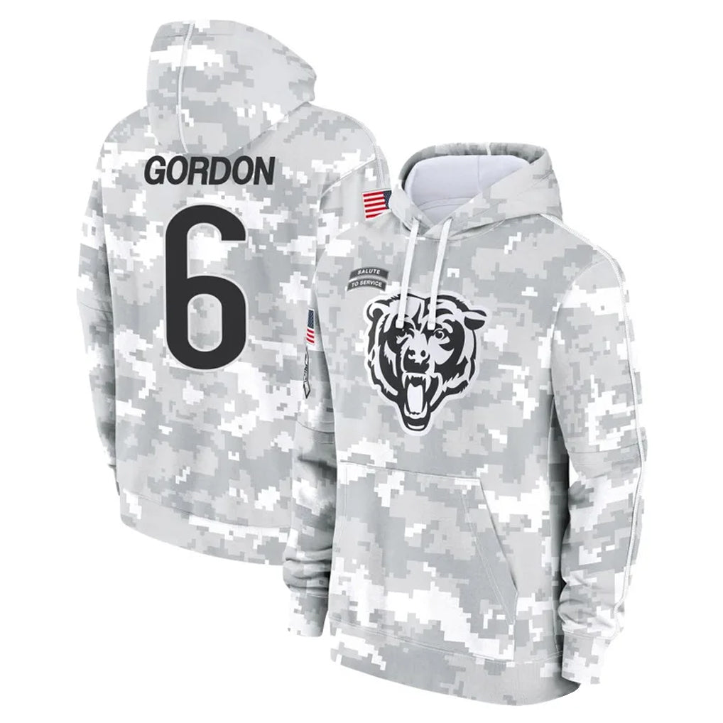 C.Bears #6 Kyler Gordon Player Arctic Camo Salute to Service Pullover Hoodies Limited Ldoa Stitched Jerseys