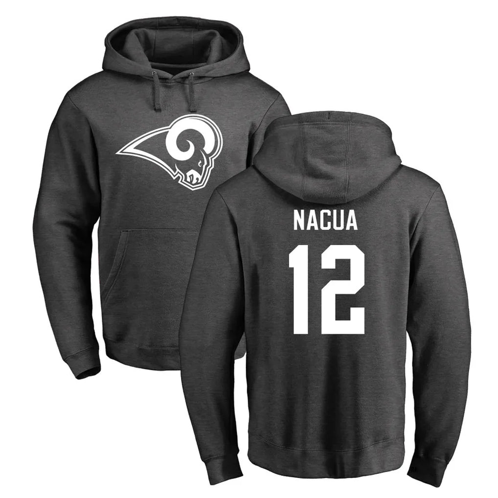 LA.Rams #12 Puka Nacua Player Gray Pullover Hoodie Limited Game Ldoa Stitched Jerseys