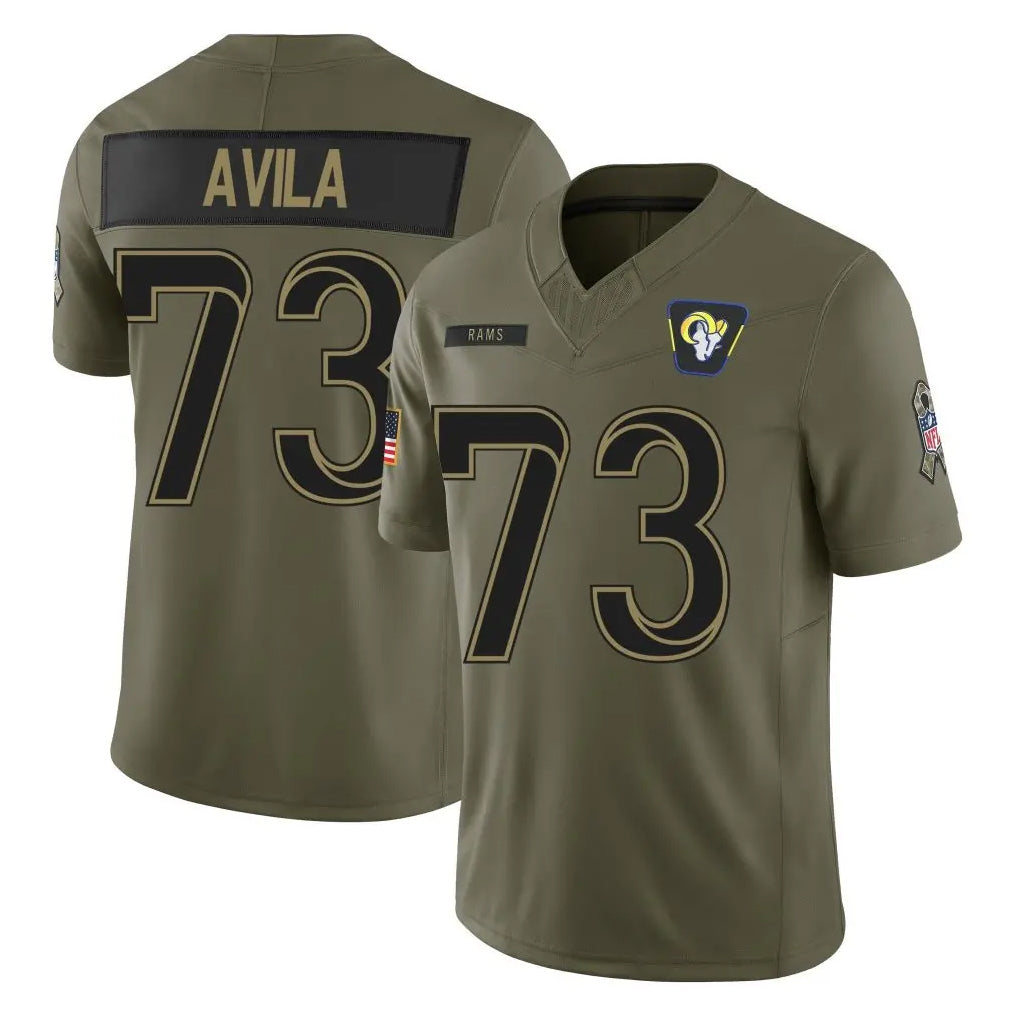 LA.Rams #73 Steve Avila Player Olive 2025 Salute To Service Limited Game Ldoa Stitched Jerseys