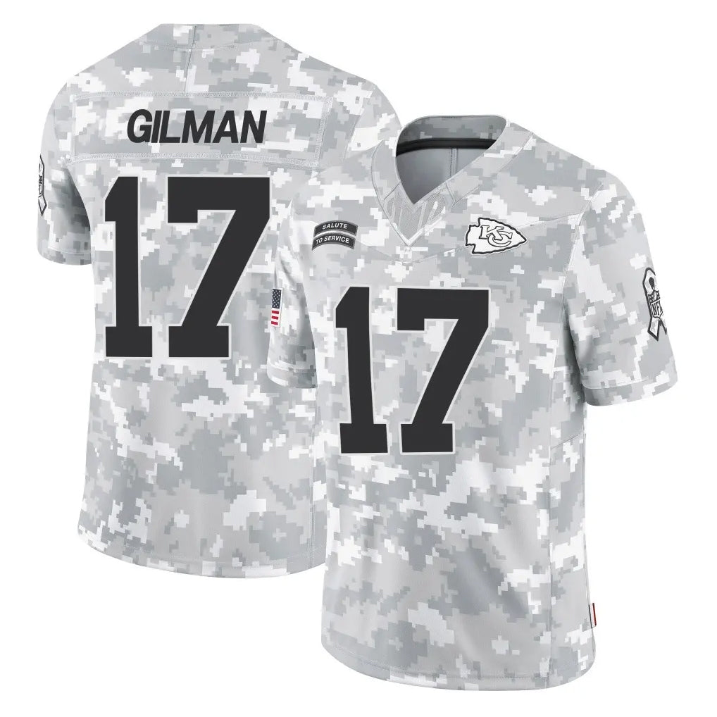 KC.Chiefs #17 Alohi Gilman Player Arctic Camo Salute To Service Limited Game Ldoa Stitched Jerseys