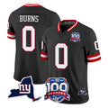 NY.Giants #0 Brian Burns Player Black 100th Season & State Patch Vapor Limited Home Game Ldoa Stitched Jerseys