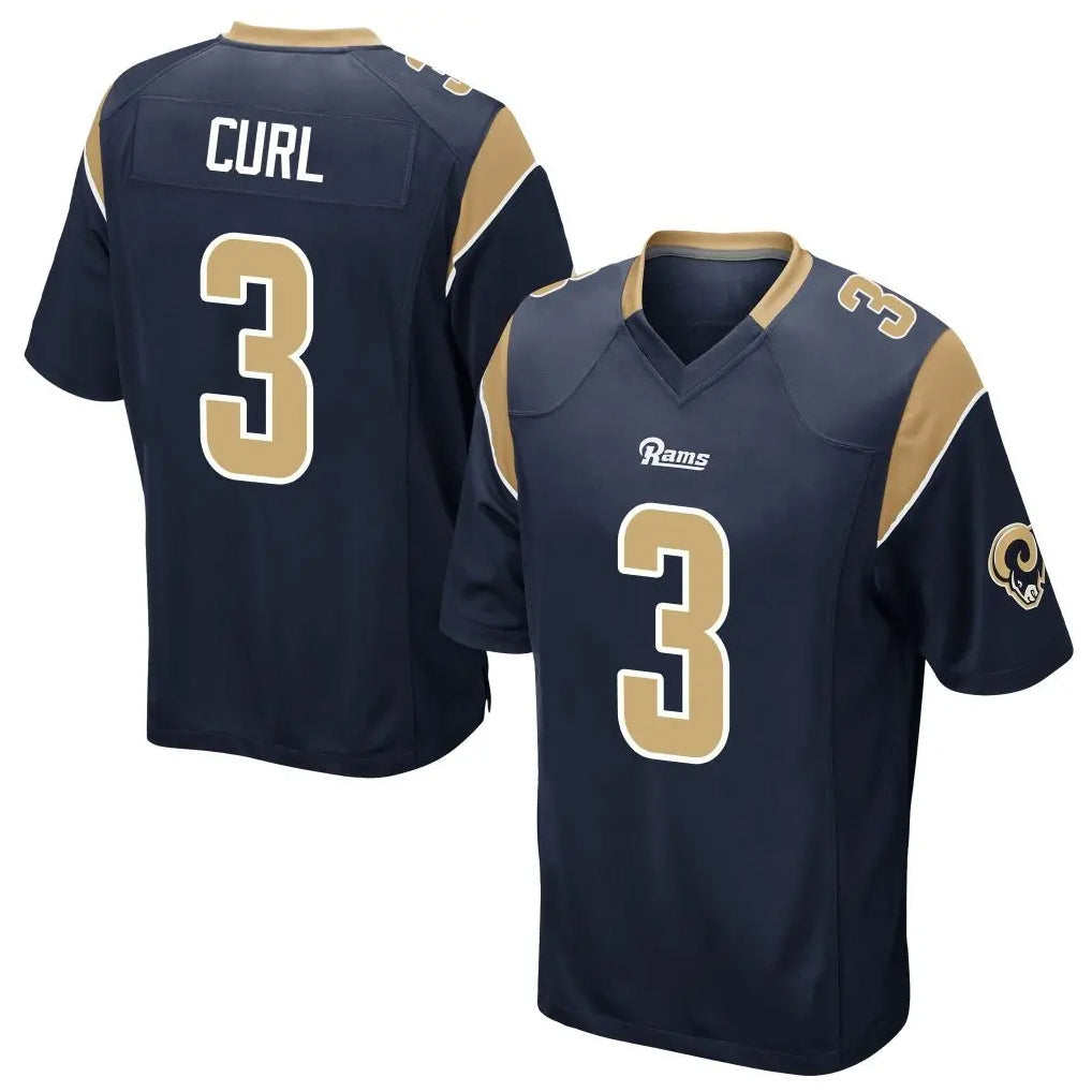 LA.Rams #3 Kam Curl Player Navy Home Game Ldoa Stitched Jerseys