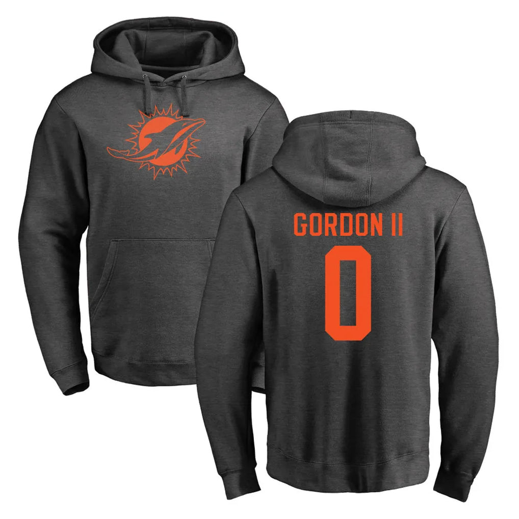M.Dolphins #0 Ollie Gordon II Player Darkgray Pullover Hoodies Limited Ldoa Stitched Jerseys