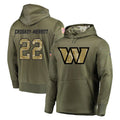 W.Commanders #22 Jacory Croskey-Merritt Player Olive Salute to Service Pullover Hoodie Limited Home Game Ldoa Stitched Jerseys