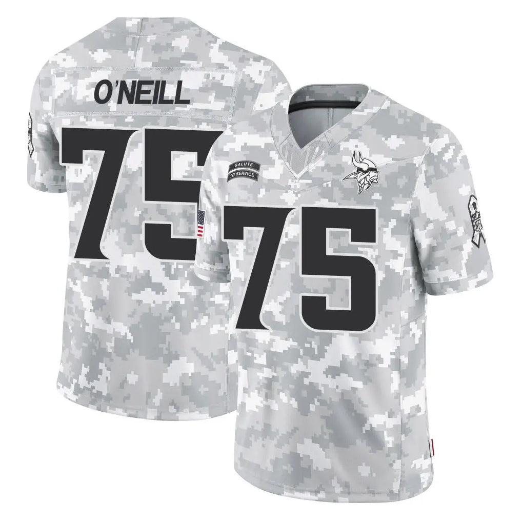 M.Vikings #75 Brian O'Neill Player Arctic Camo Salute To Service Limited Game Ldoa Stitched Jerseys