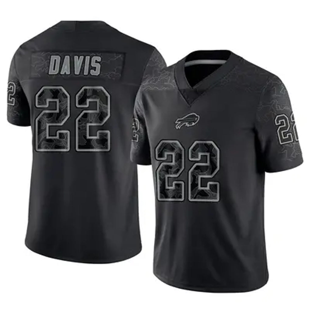 B.Bills #22 Ray Davis Player Black RFLCTV Limited Ldoa Stitched Jerseys