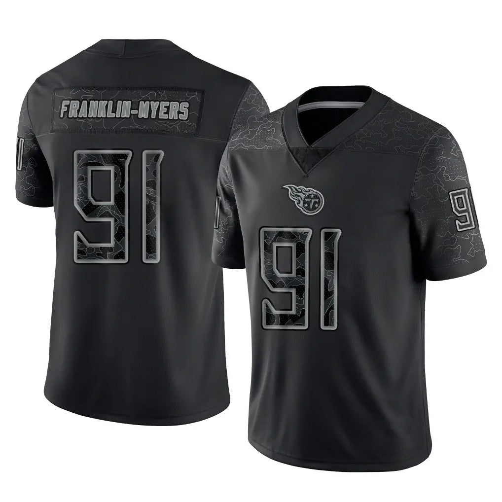 T.Titans #91 John Franklin-Myers Player Black Limited Reflective Home Game Ldoa Stitched Jerseys