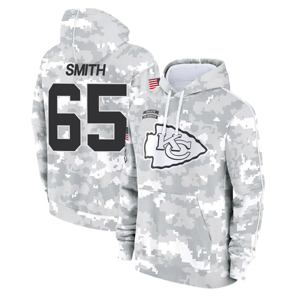 KC.Chiefs #65 Trey Smith Player Arctic Camo Salute to Service Hoodies Limited Game Ldoa Stitched Jerseys