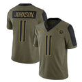 T.Titans #11 Jermaine Johnson II Player Olive Salute to Service Limited Home Game Ldoa Stitched Jerseys