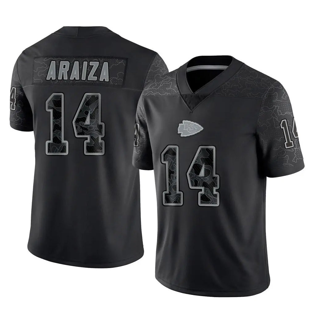 KC.Chiefs #14 Matt Araiza Player Black Limited Reflective Game Ldoa Stitched Jerseys