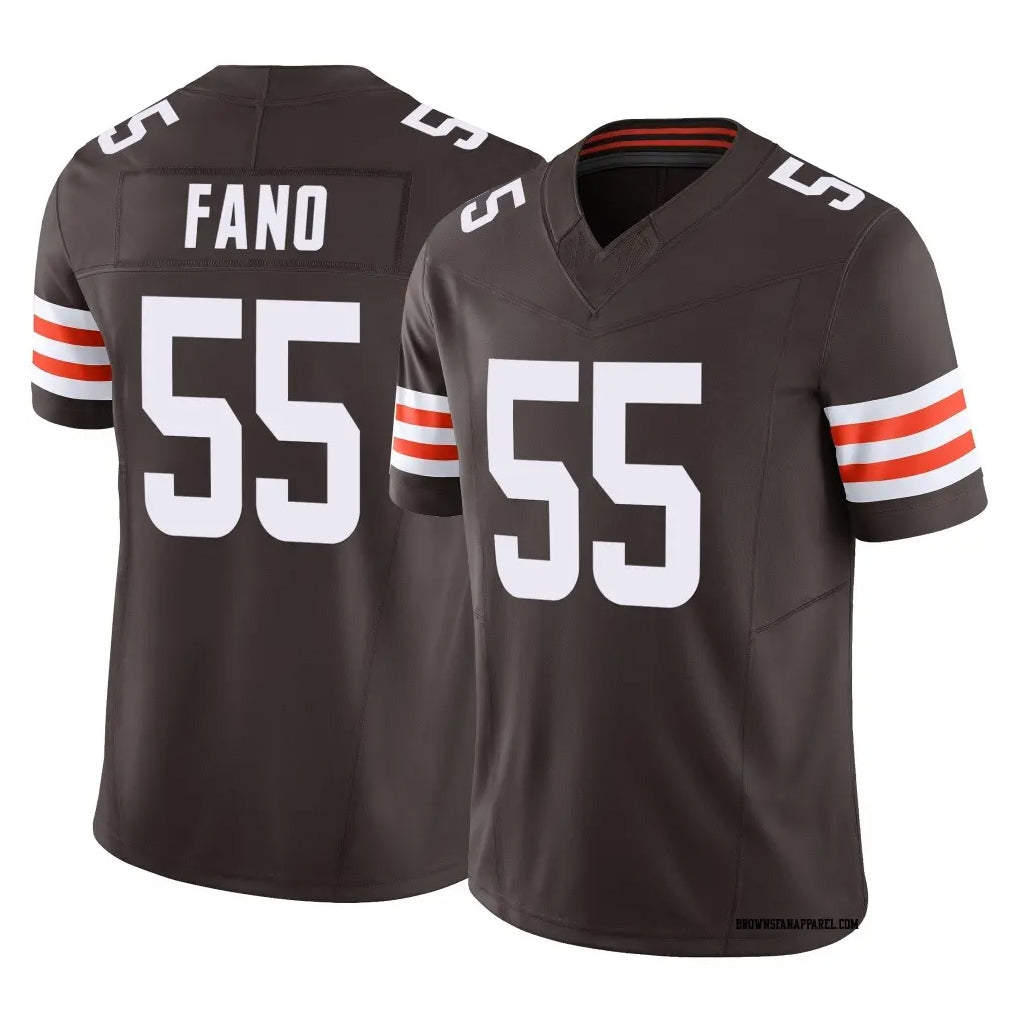 C.Browns #55 Spencer Fano Player Brown Vapor F.U.S.E. Limited Home Game Ldoa Stitched Jerseys