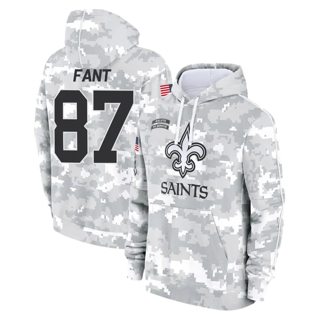 NO.Saints #87 Noah Fant Player Arctic Camo Salute to Service Pullover Hoodies Limited Game Ldoa Stitched Jerseys