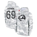 LA.Rams #69 Kevin Dotson Player Arctic Camo Salute to Service Hoodies Limited Game Ldoa Stitched Jerseys